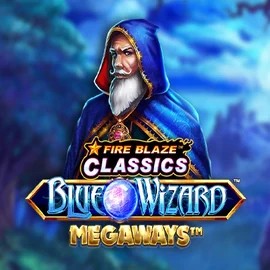 Fire Blaze Blue Wizard Megaways by Rarestone Gaming, showcased at spin-lander-casino.com – game logo