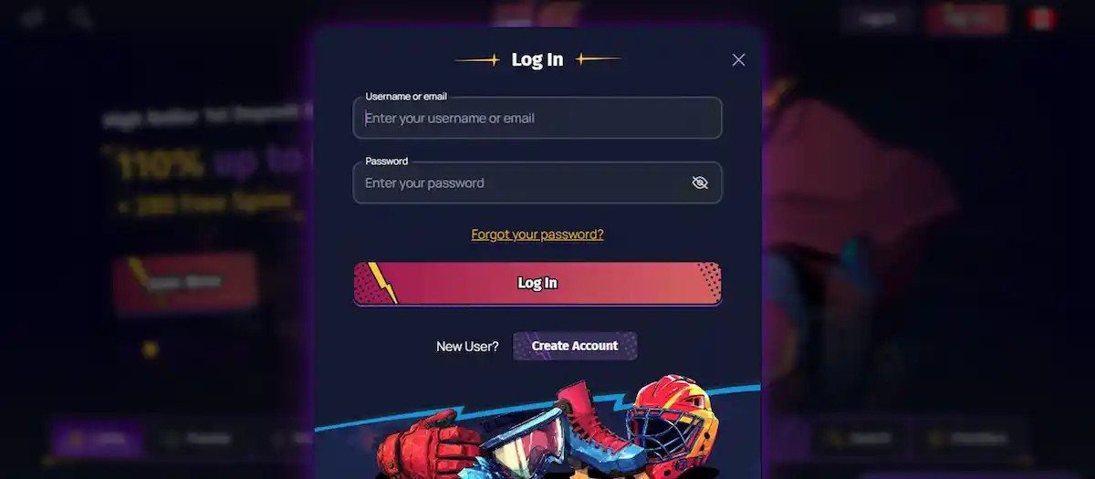 Login page for Spinlander Casino account